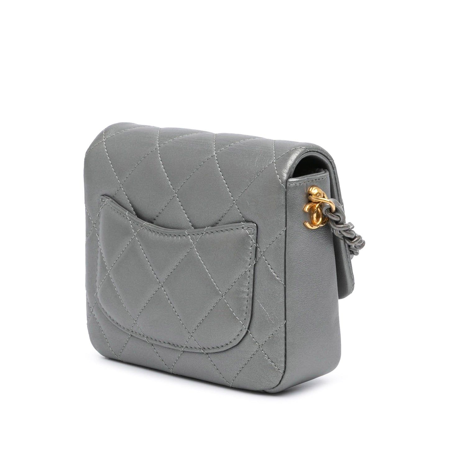 Silver Chanel Mini Quilted Lambskin Side Note Flap Crossbody Bag
