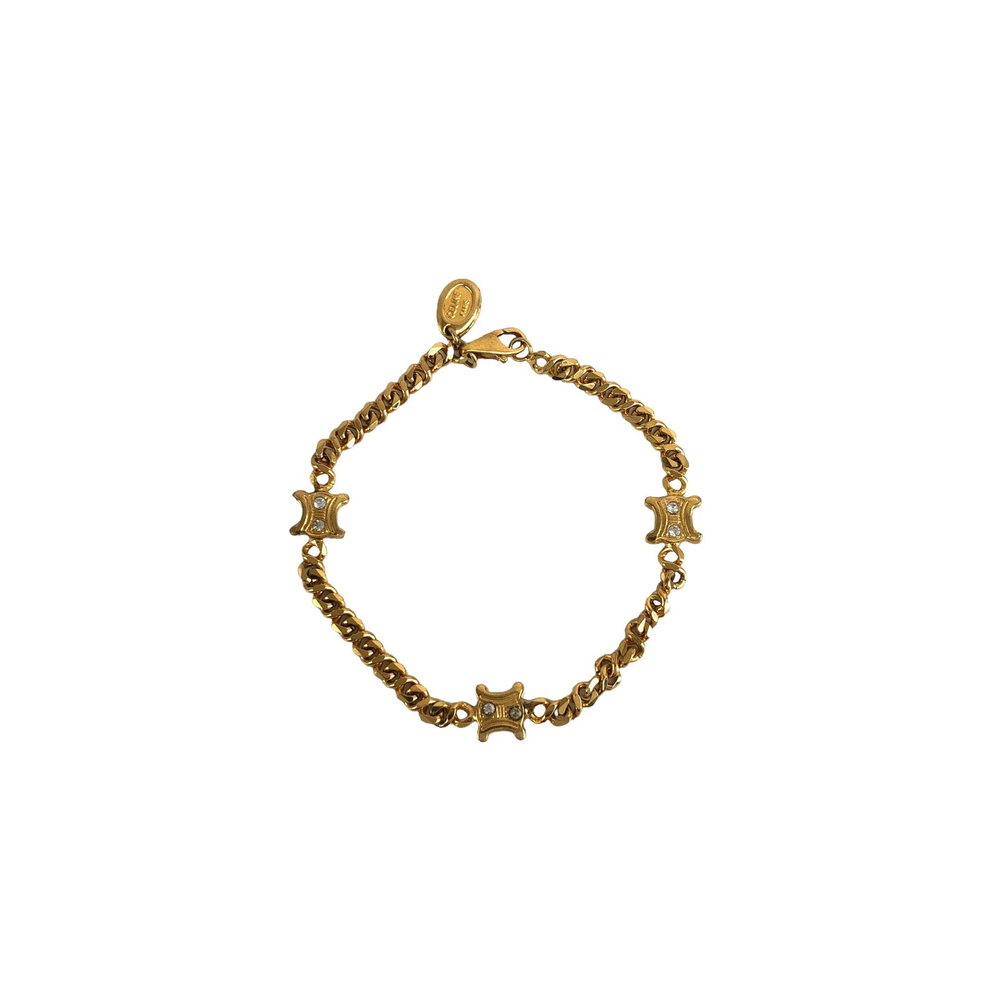 CELINE  stone Bracelet Gold Vintage 6f2zui