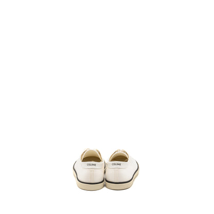 Celine Size 39 Blank Toe Cap Low Top Sneakers Canvas/Calfskin Off White SHW