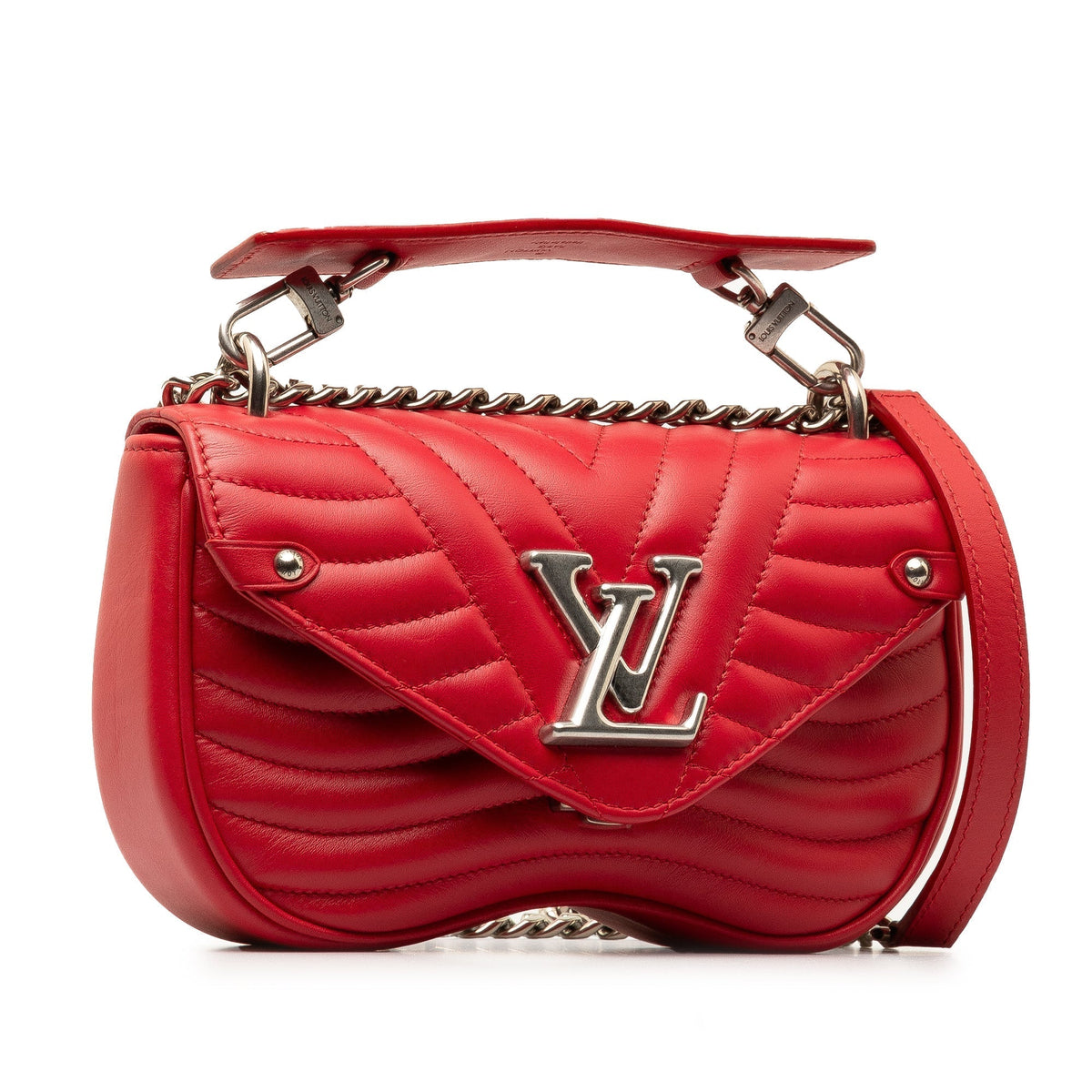Red Louis Vuitton New Wave Chain Bag MM Satchel