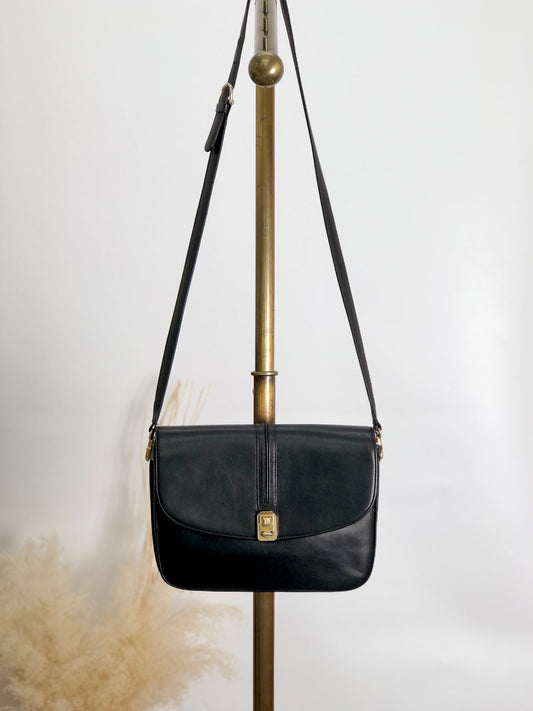 CELINE  Flap Shoulder bag Black Vintage txzb37