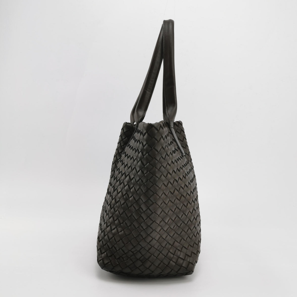 Bottega Veneta Cabat Small Dark Chocolate Brown Intreccio Leather Tote Bag
