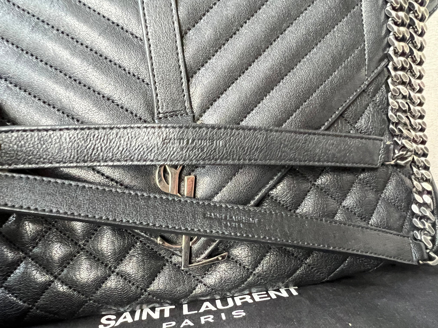 Yves Saint Laurent (YSL) Large Black Lambskin College