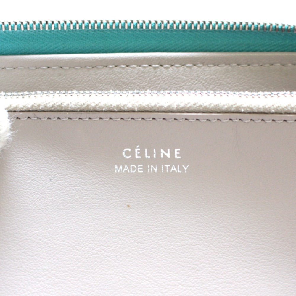 CELINE Long Wallet Purse leather Green type leather Women Used