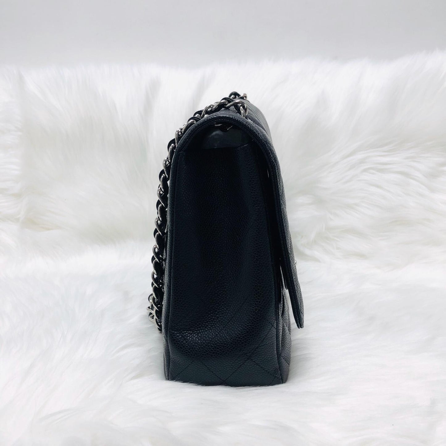 Classic Single Flap Maxi in Black Caviar Leather with SHW