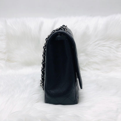 Classic Single Flap Maxi in Black Caviar Leather with SHW