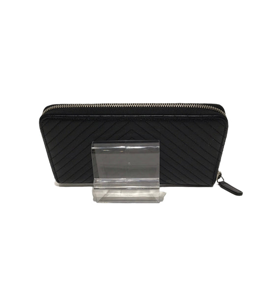 Chanel Long Wallet Leather BLK Lambskin Chevron