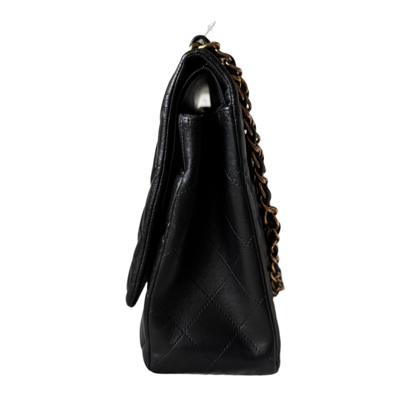 Chanel Classic Flap Maxi Black Lambskin Leather Double Flap with Gold-tone Hardware