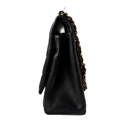Chanel Classic Flap Maxi Black Lambskin Leather Double Flap with Gold-tone Hardware