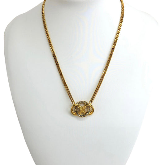 CELINE Triomphe Stone Necklace Gold Vintage zjaj8v