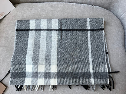Burberry Classic Check Shale Grey Cashmere Scarf (RRP £420)