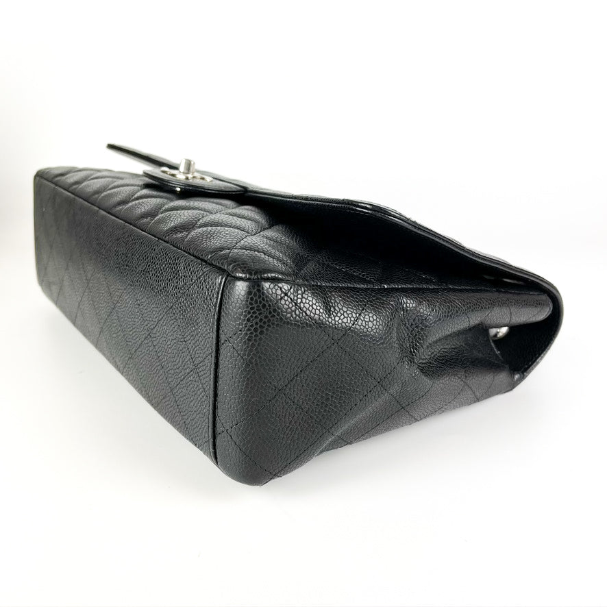 Maxi Single Flap Caviar Leather in Black SHW