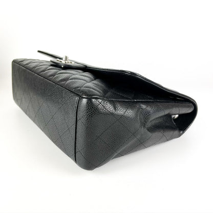 Maxi Single Flap Caviar Leather in Black SHW