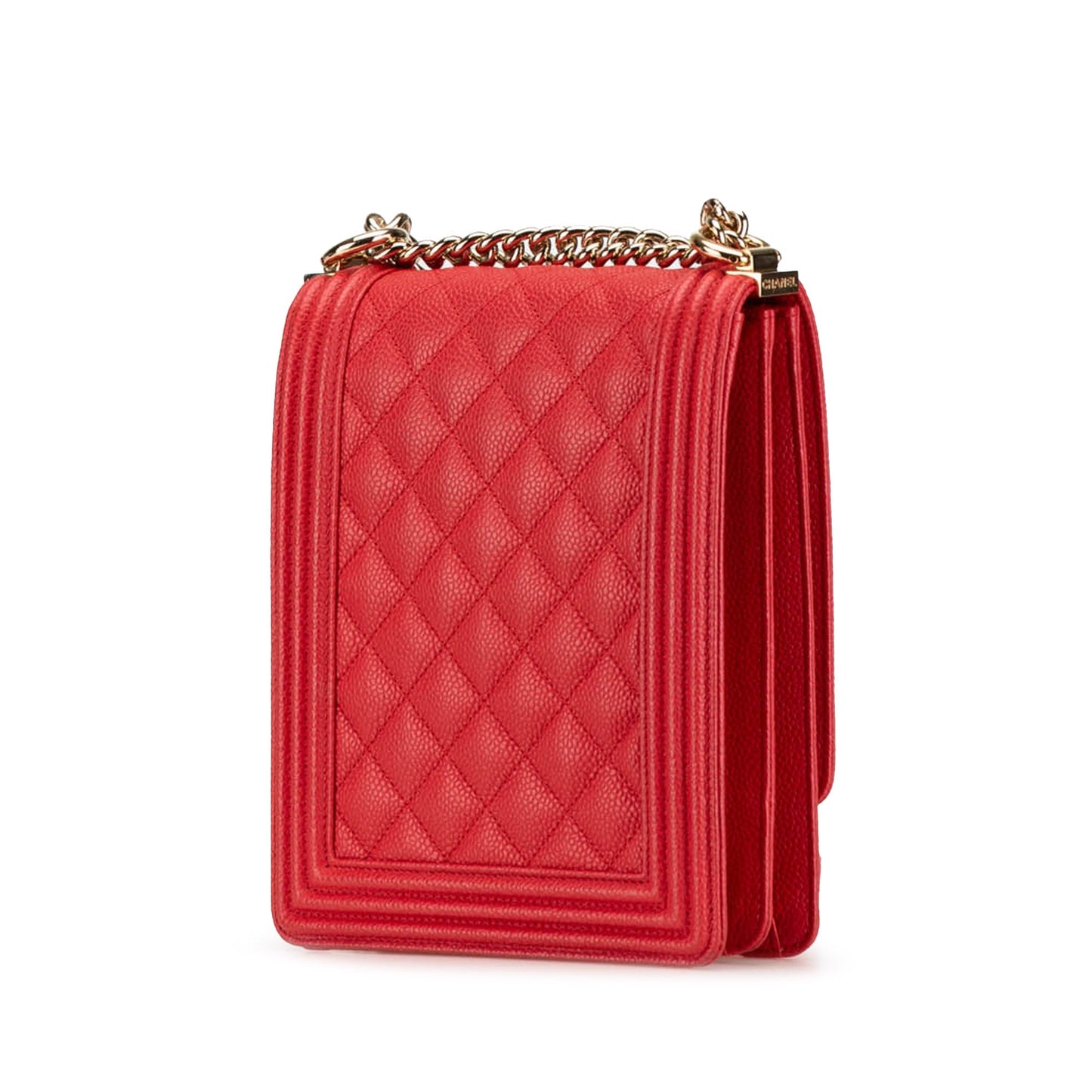 Red Chanel Quilted Caviar North South Boy Flap Crossbody Bag