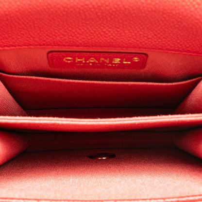 Red Chanel Quilted Caviar North South Boy Flap Crossbody Bag