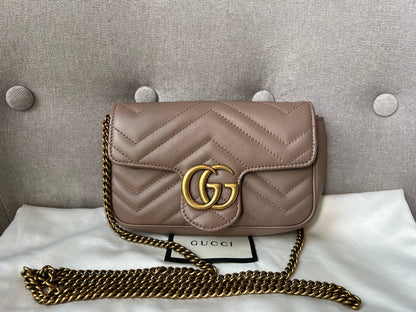 Gucci GG Dusty Pink Marmont Super Mini Shoulder Bag
