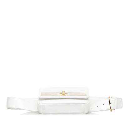 White Chanel Captain Gold Belt Bag
