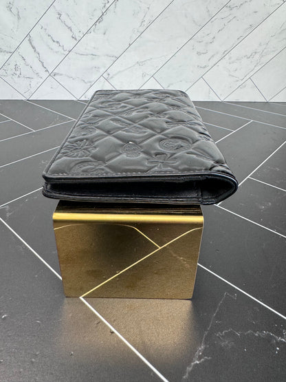 Chanel Black Patent Leather Charms Long Wallet