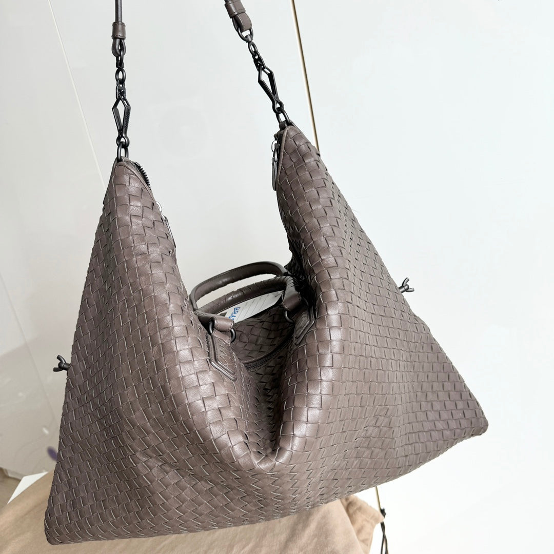 Bottega Veneta Maxi Convertible Tote Bag Hobo Grey Leather Two-way Carry 50cm