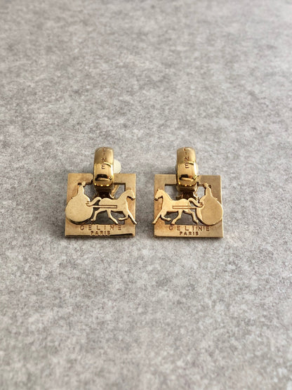 CELINE Earrings Gold Vintage j33fzg