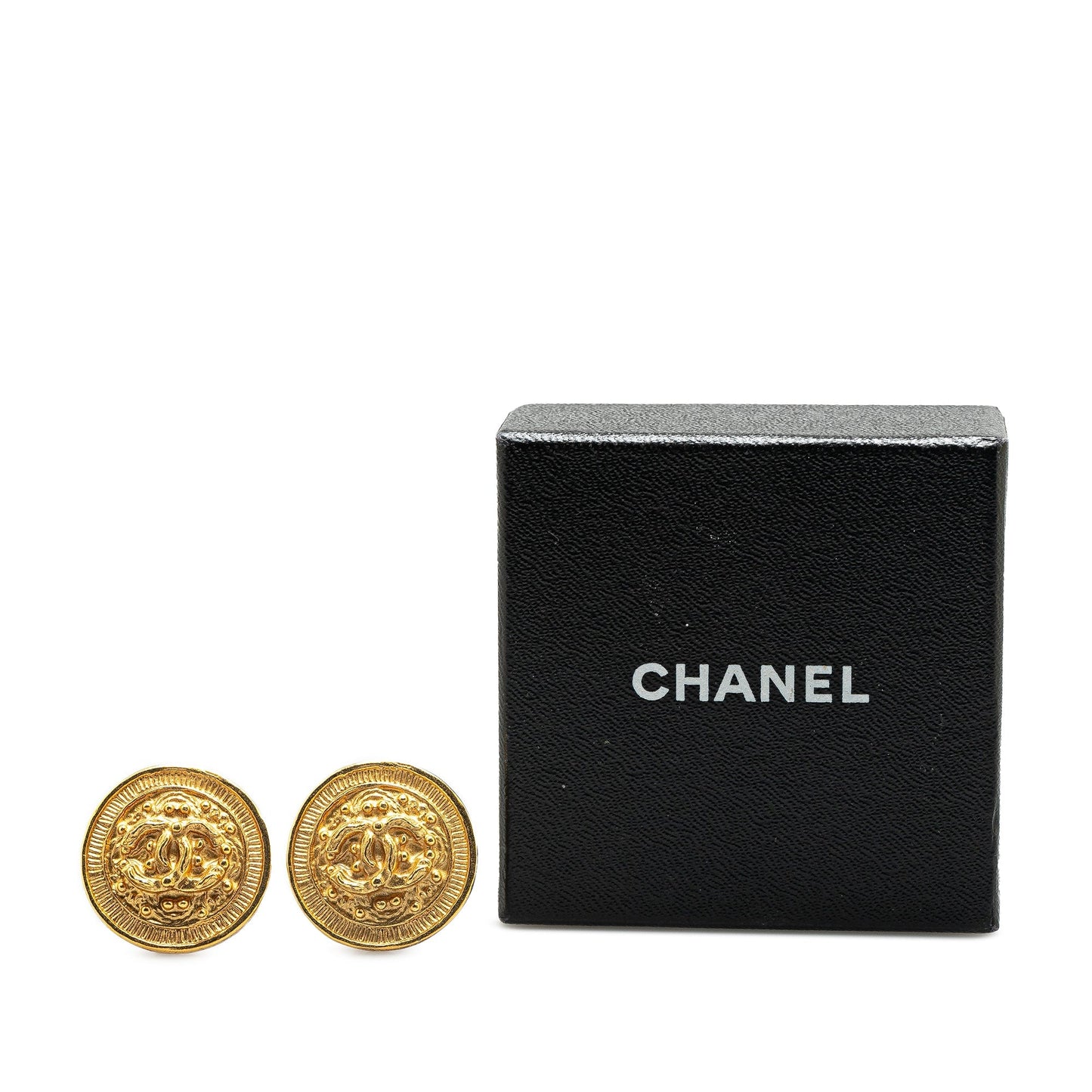 Gold Chanel Gold Plated CC Clip On Earrings