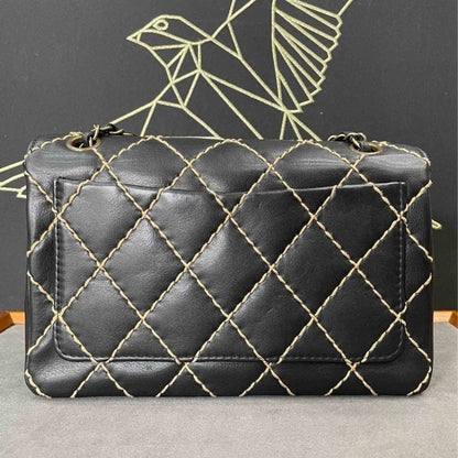 Chanel Wild Stitch Flap Black Leather with Stitching Detail 2000-2002