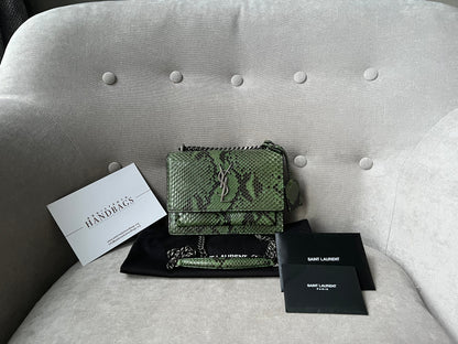 Yves Saint Laurent (YSL) Snake Print Small Sunset with Ruthenium Hardware