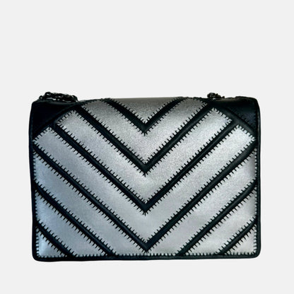 Chanel Lambskin Chevron Quilted Small Couture Flap Black Silver, 2016-2017
