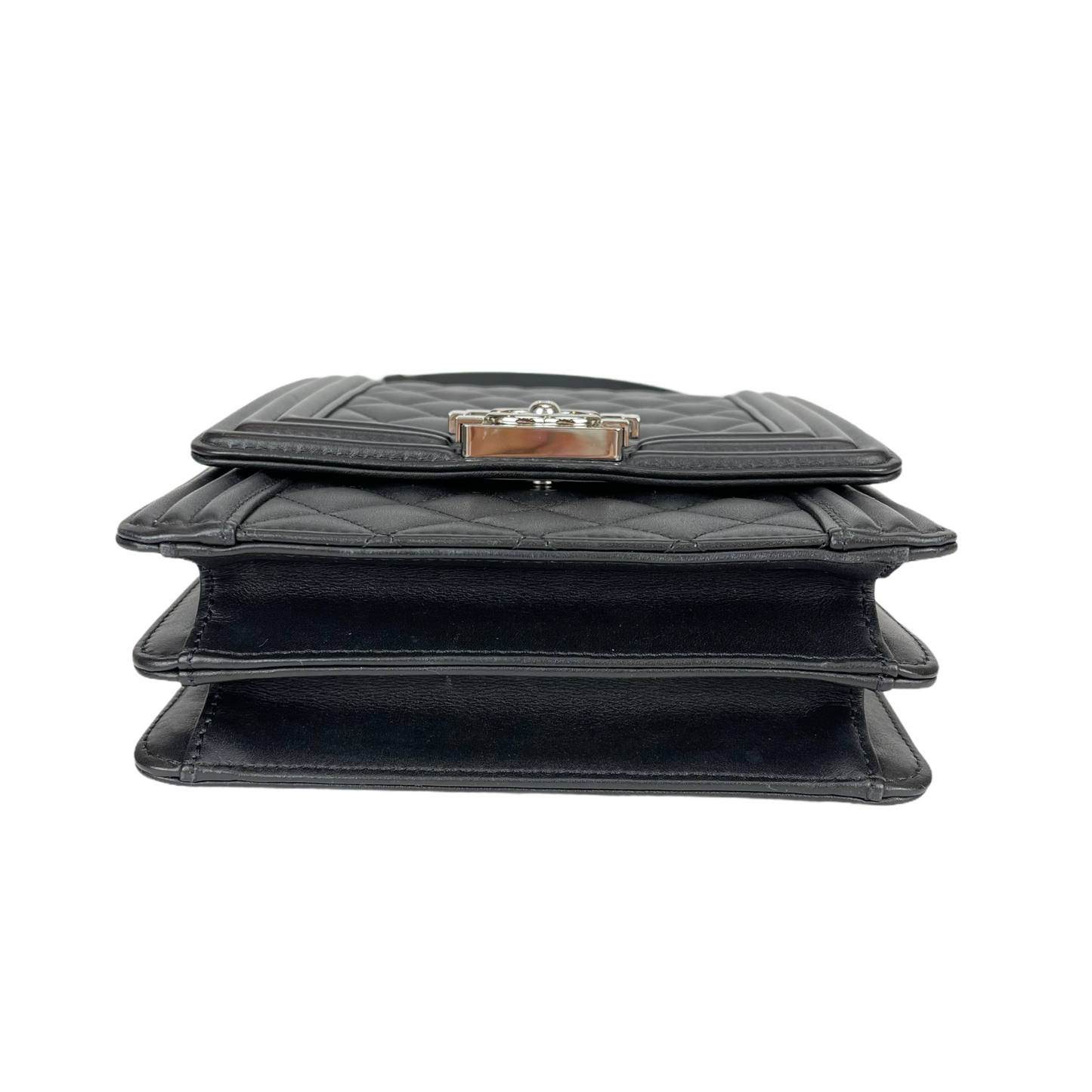 Vertical North South Boy Flap Bag in Black SHW