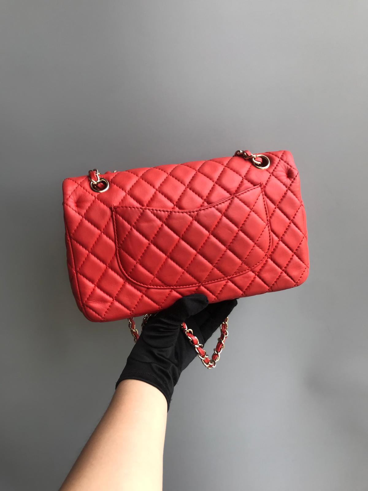 Timeless Classic Leather Double Flap Red Bag