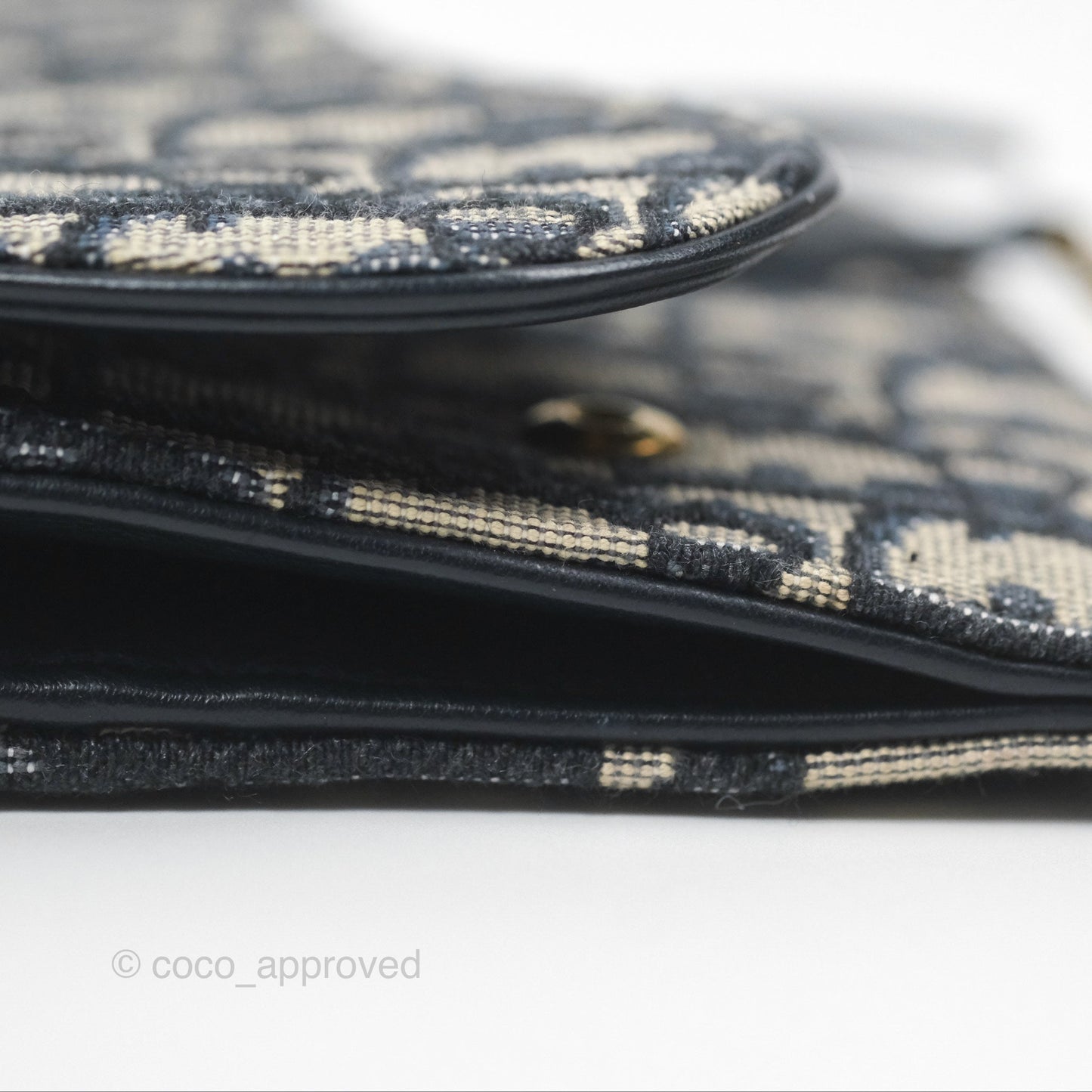 Christian Dior Saddle Wallet On Chain Navy Oblique Jacquard