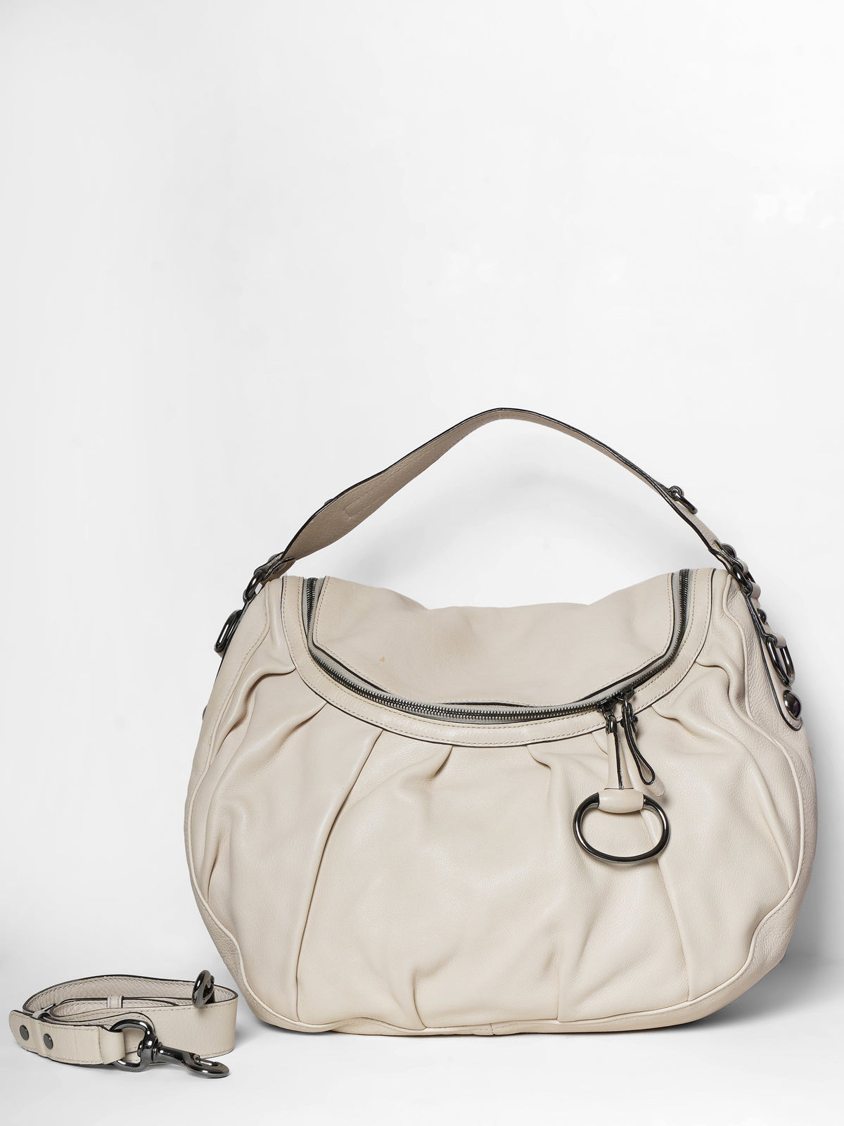 Gucci Leather White Hobo Bag