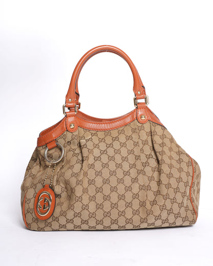 Gucci Canvas Sukey Tote in Brown