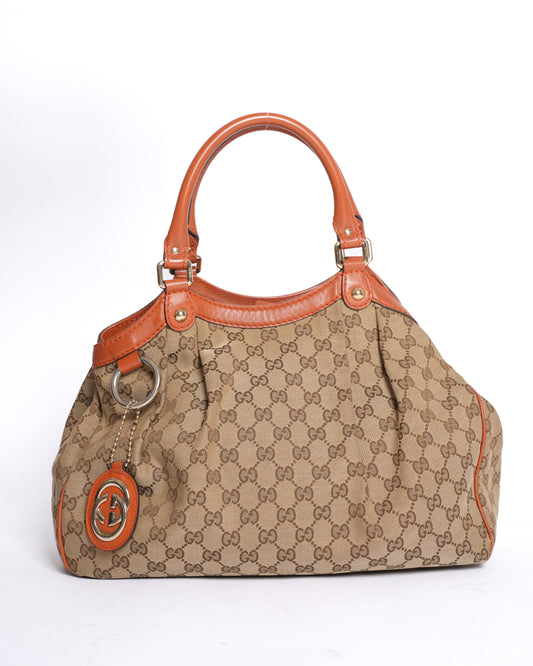 Gucci Canvas Sukey Tote in Brown