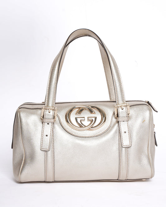 Gucci Gold-Tone Britt Boston Shoulder Bag