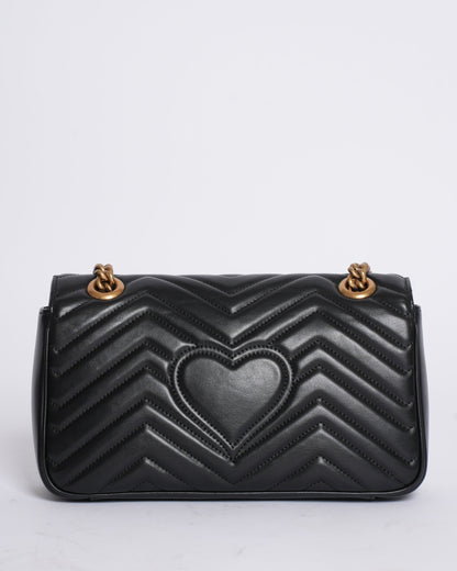 Gucci Marmont GG Medium Black Leather Crossbody