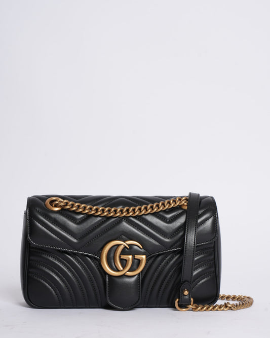 Gucci Marmont GG Medium Black Leather Crossbody