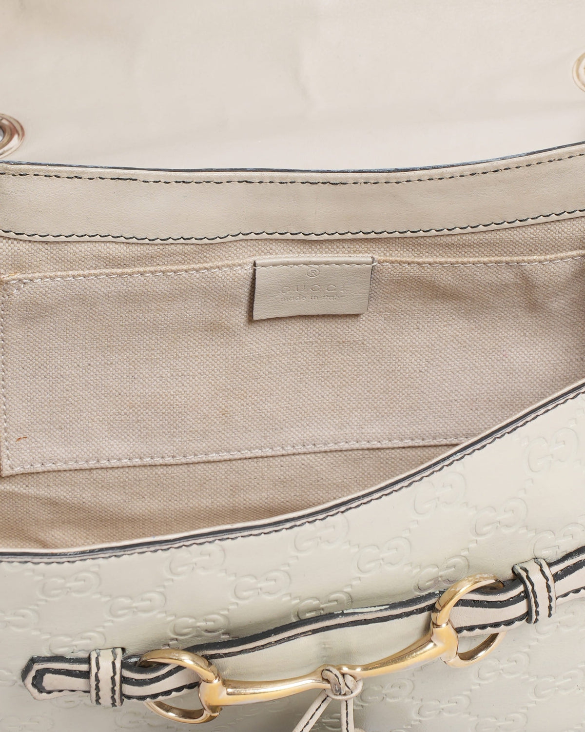 Gucci Guccissima Emily Shoulder Bag in off White