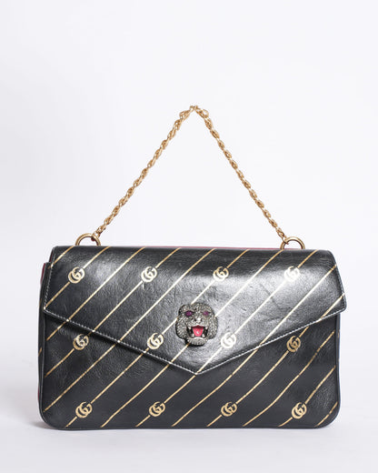 Gucci Bi-Colour Black & Red Lined Thiara Leather Crossbody Bag