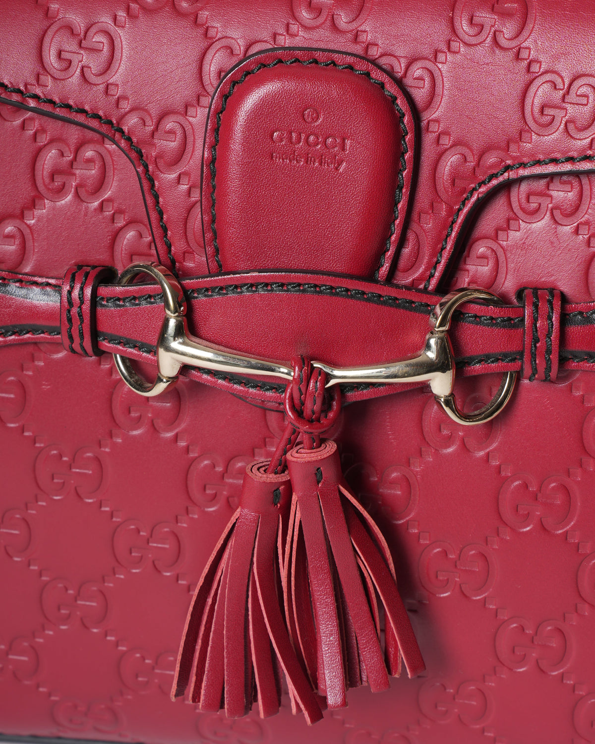Gucci Emily Small Leather Chain Shoulder Bag In Red