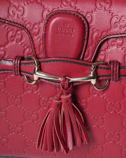 Gucci Emily Small Leather Chain Shoulder Bag In Red