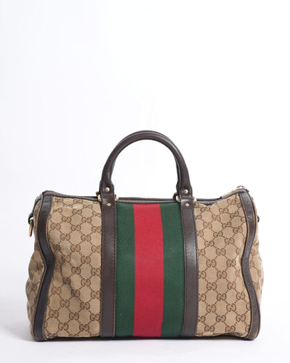 Gucci GG Canvas Web Boston Bag
