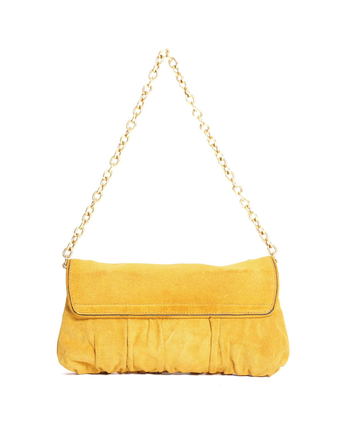 Gucci Mustard Yellow Suede Babouska Heart Chain Shoulder Bag
