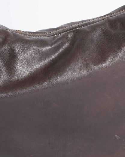 Gucci Ribbon Motif Brown Leather Shoulder Bag