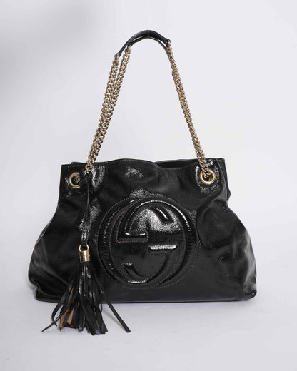 Gucci Soho Leather Shoulder Bag In Black