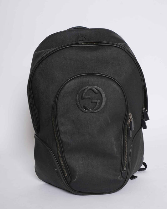 Gucci Black Coated Canvas Backpack Men's