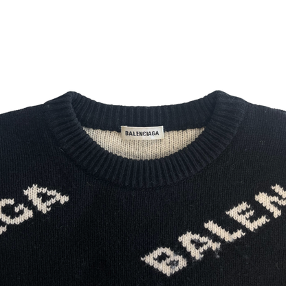 Balenciaga 'All-Over Logo' Knit Sweater - Women's S