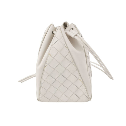 Bottega Veneta White Intrecciato The Mini Knot Shoulder Bag