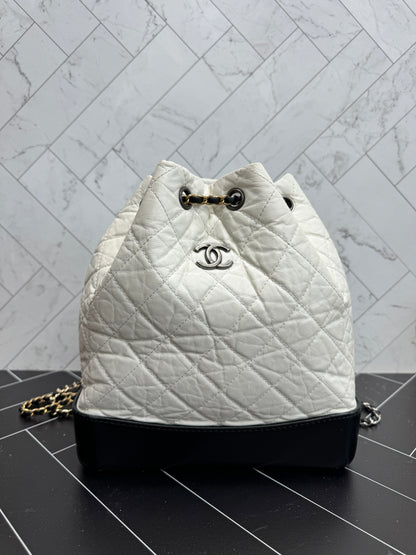 Chanel Gabrielle White Calfskin Leather 2 tone Backpack