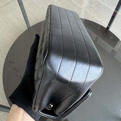 *Full Set, Receipt* Mini Rectangular Double Flap 20CM Chevron Lambskin Black GHW No 24